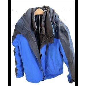 Gerry Men’s Blue Hooded Winter Jacket Medium Water-Resistant 3-in-1